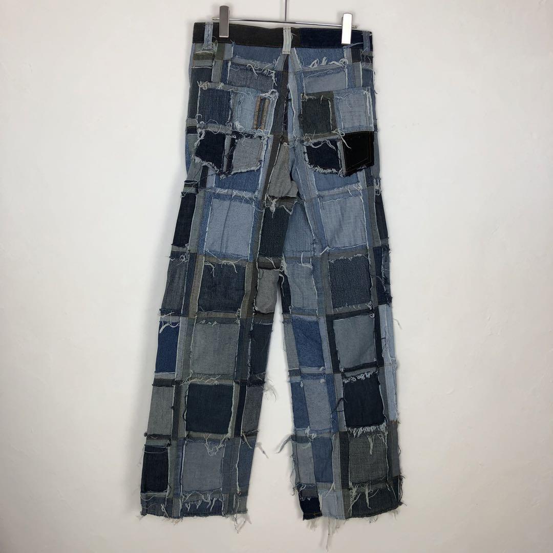 再構築 リメイク　ハーフパンツ　デニム　パッチワーク 11369 リメイクデニム 再構築 パッチワーク ハーフパンツ W29