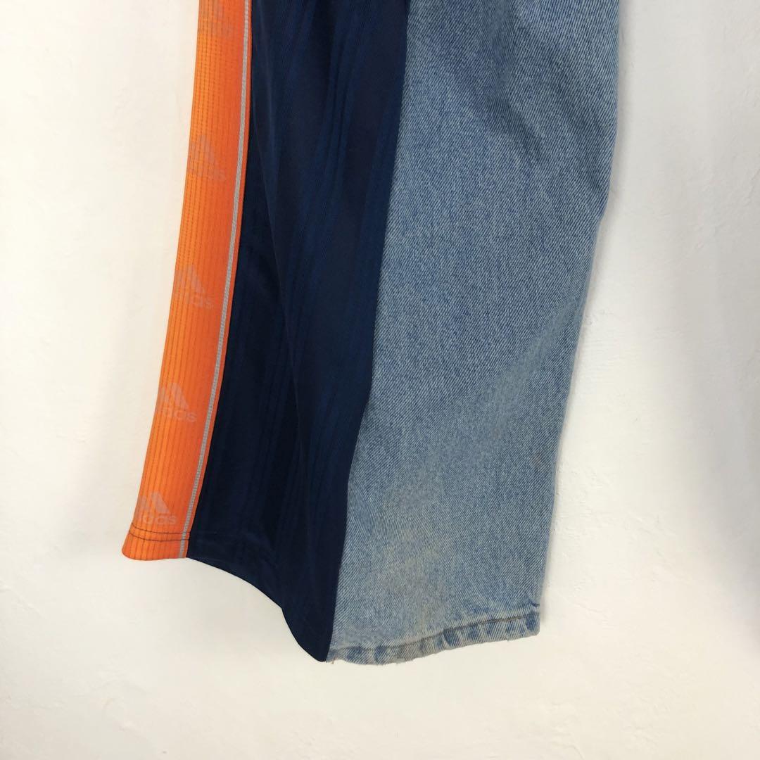 リメイクデニム ジャージパンツ 4ジップ Nike パープル 再構築 リメイクデニム ジャージパンツ 4ジップ Nike パープル 再構築