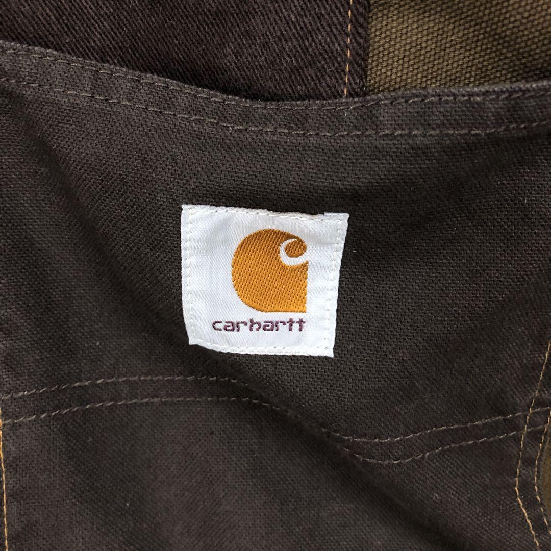 カーハート リメイク 再構築 ジャケット ロゴ 切替 パッチワーク 茶