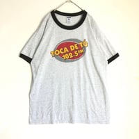 BURGER KING バーガーキング　ラジオ　ビッグプリント　リンガーT　Tシャツ　グレー