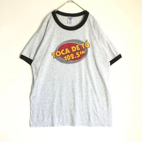 BURGER KING バーガーキング　ラジオ　ビッグプリント　リンガーT　Tシャツ　グレー