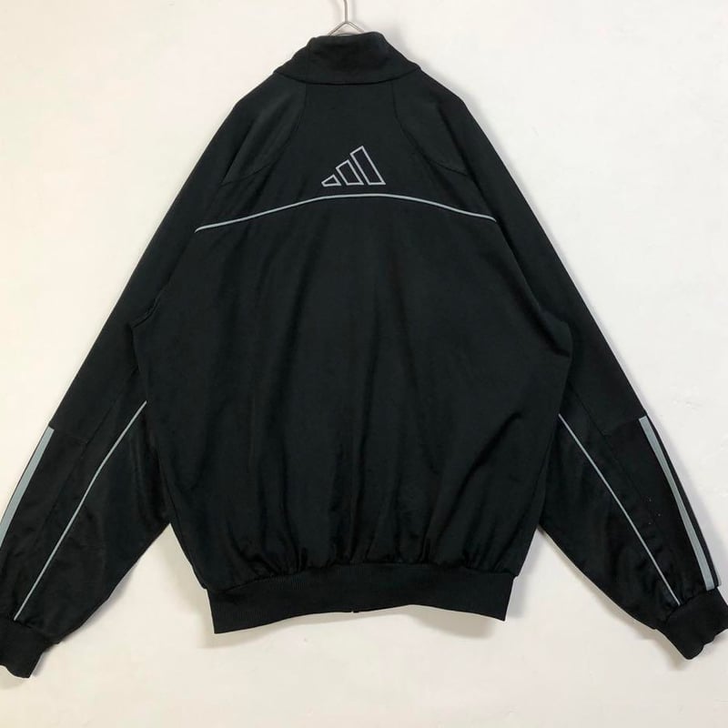 アディダス ジャージ　トラックジャケットブラックXL トレフォイルロゴ刺繍86 adidas 90s トラックジャケット ジャージ トレフォイルロゴ刺繍 黒