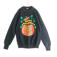 ハロウィン　カボチャ　クローバー　ビッグプリント　スウェット　黒