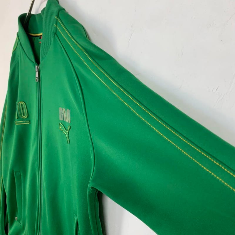 プーマ 刺繍 ロゴ ブラジル 袖ライン トラックジャケット ジャージ 緑