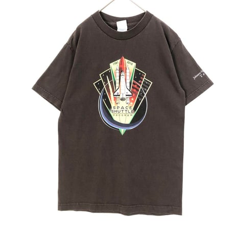 space shuttle　プリント　宇宙　半袖　Tシャツ　テキサス　ブラウン