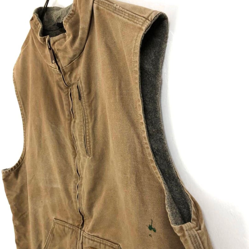 カーハート ダック地 ジャケット ベスト 革タグ ロゴ ブラウン | PEACE