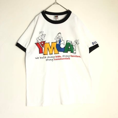 フルーツオブザルーム　YMCA　ビッグプリント　リンガーT　Tシャツ　半袖