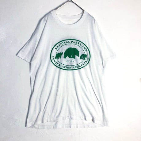 90s　シングルステッチ　クマ　アニマルT　半袖　Tシャツ　白