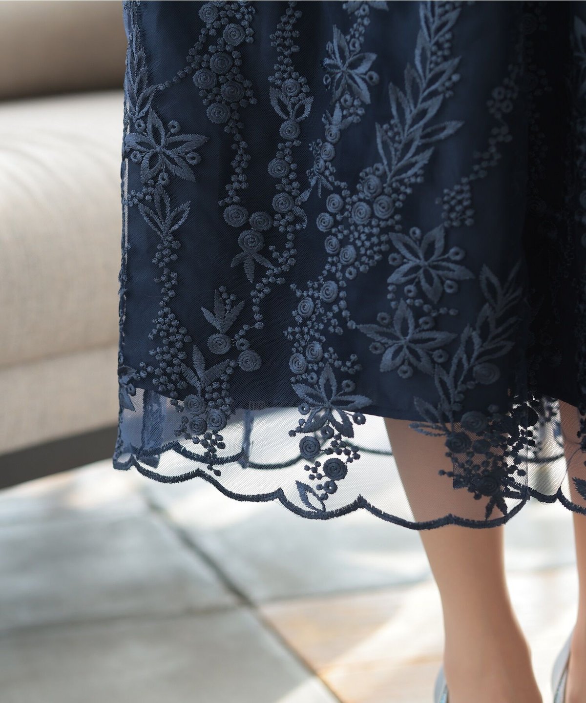 PREFERIR】刺繍 レース バックリボン 結婚式 パーティ ドレス