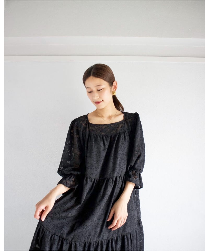jacquard one-piece|ブラック|size1 | MI AND MOU jacquard one-piece|ブラック|size1 | MI AND MOU