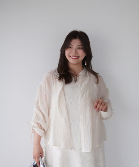 sheer ribbon blouse｜アイボリー
