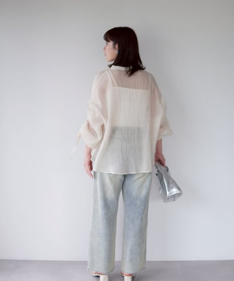 sheer ribbon blouse｜アイボリー