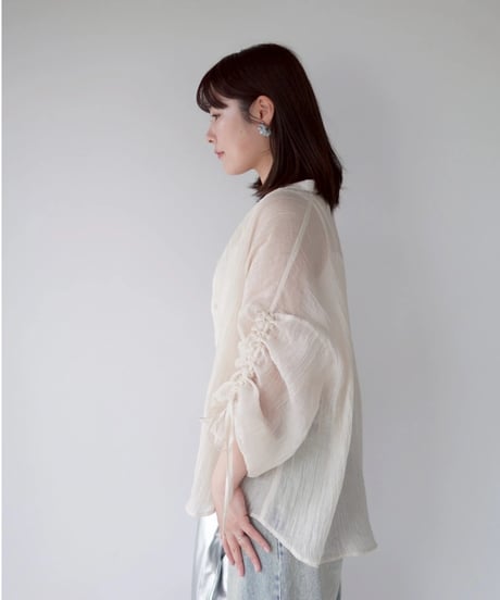 sheer ribbon blouse｜アイボリー