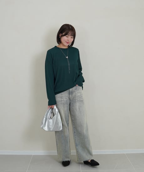 mini neck pullover | グリーン
