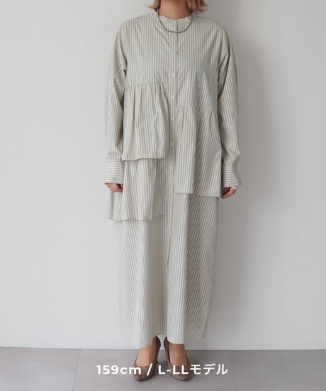 asymmetry shirt one-piece | グリーン