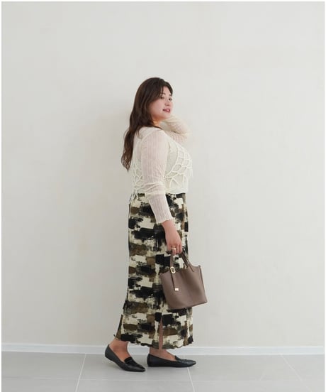 paint tight skirt｜カーキ