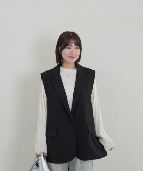 vest jacket | ブラック