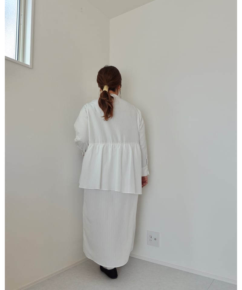 asymmetry shirt one-piece｜ホワイト | MI AND MOU