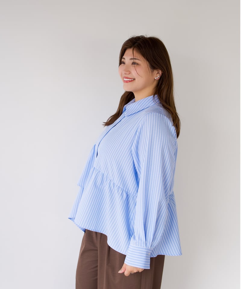 Asymmetric shirt | ブルー | MI AND MOU