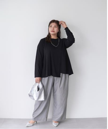 Asymmetric Long T-shirt | ブラック