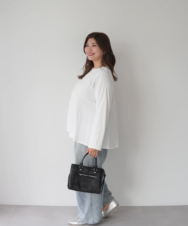 Asymmetric Long T-shirt | ホワイト | MI AND MOU