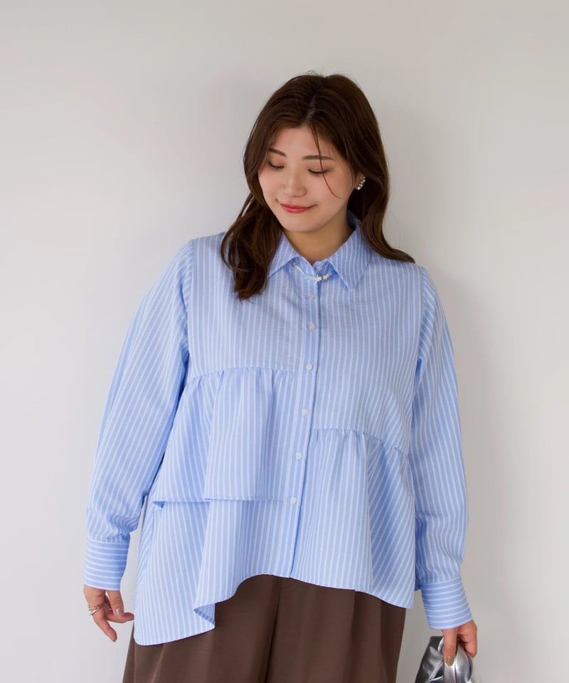 Admiral 今季　トップス　M ブルー Asymmetric shirt | ブルー | MI AND MOU