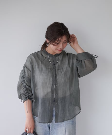 sheer ribbon blouse｜スモーク