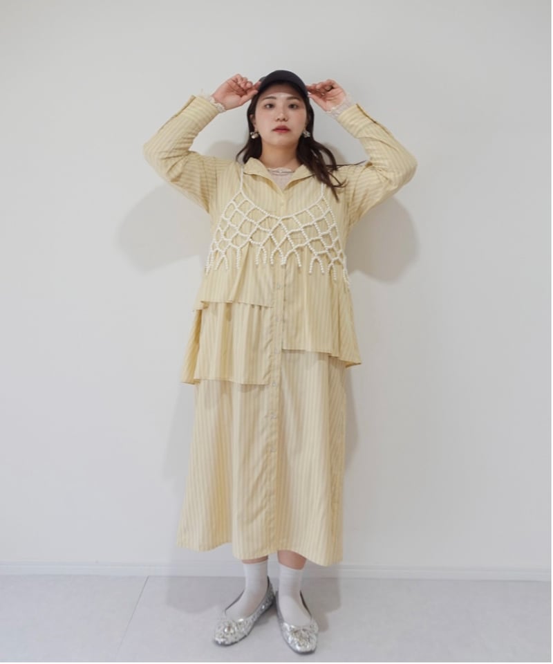 asymmetry shirt one-piece / イエロー | MI AND MOU