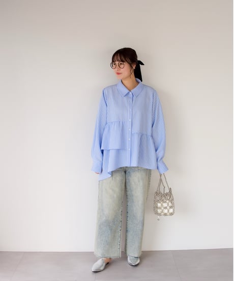 Asymmetric shirt | ブルー