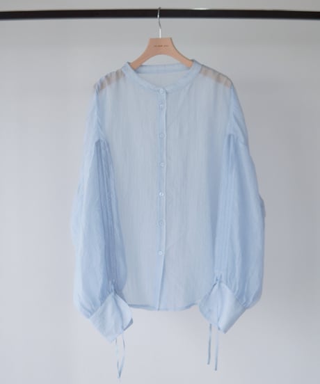 sheer ribbon blouse｜ブルー