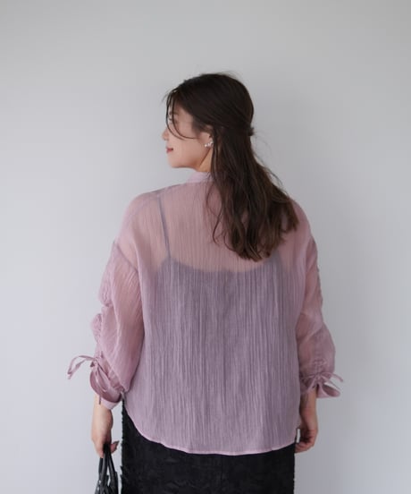 sheer ribbon blouse｜ピンク