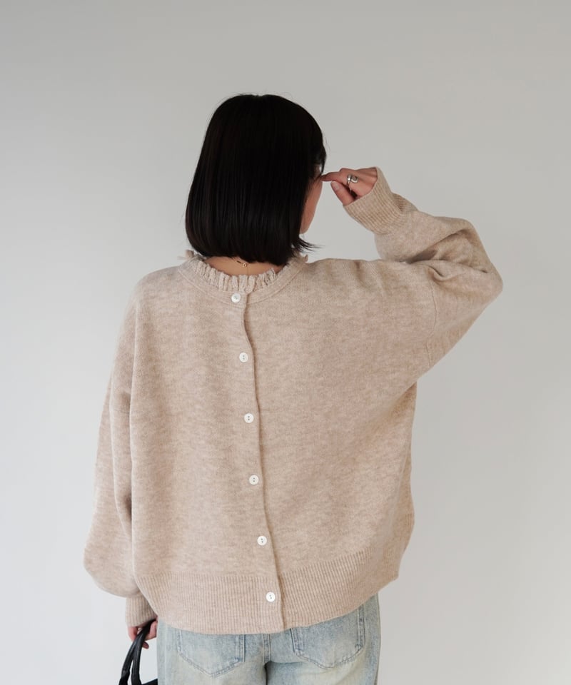 2way fringe cardigan｜ベージュ | MI AND MOU