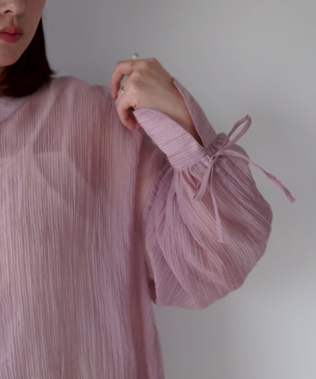 sheer ribbon blouse｜ピンク
