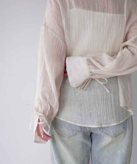 sheer ribbon blouse｜アイボリー