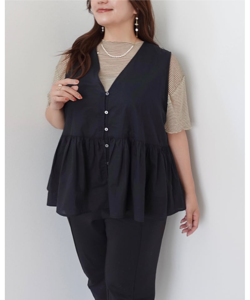 【miandmou】cotton vest blouse 【4L】ミーアンドモウ miandmou】cotton vest blouse 【4L】ミーアンドモウ - メルカリ