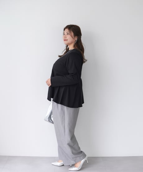 Asymmetric Long T-shirt | ブラック