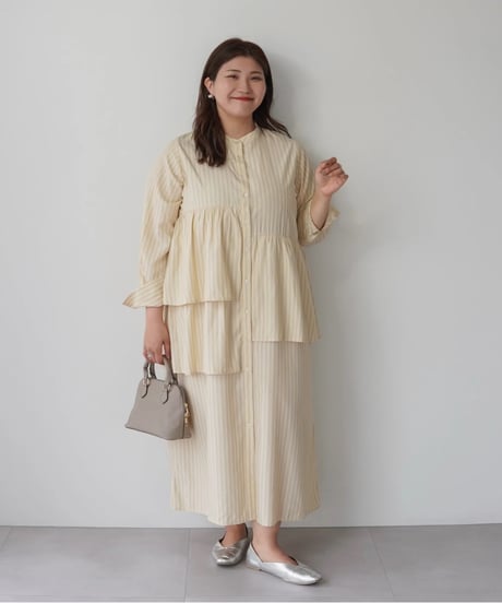asymmetry shirt one-piece | イエロー