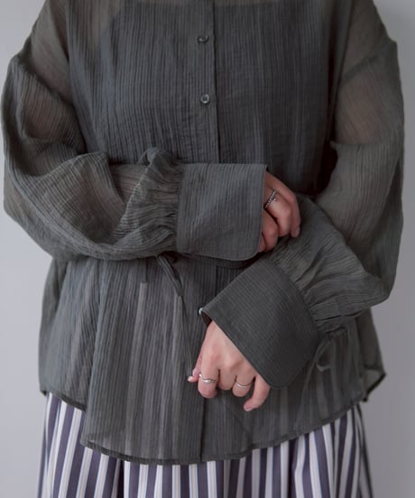 sheer ribbon blouse｜スモーク