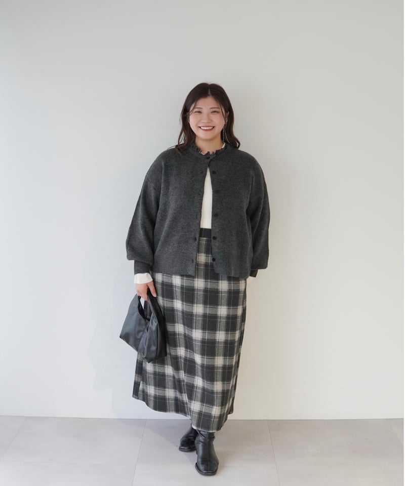 2way fringe cardigan｜ブラック | MI AND MOU