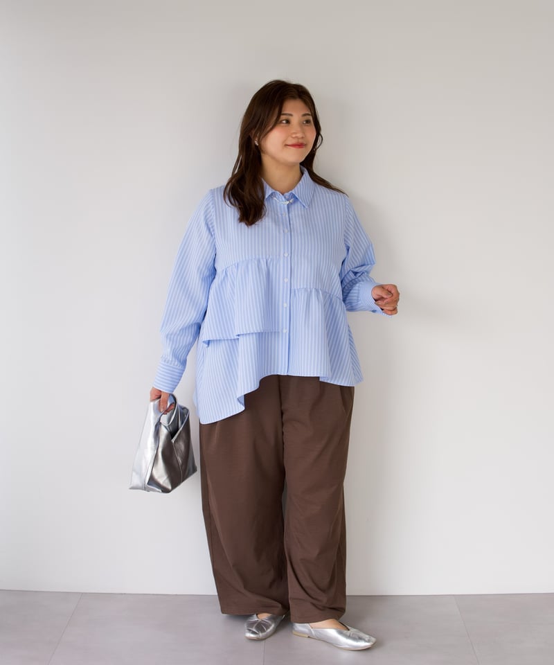 Asymmetric shirt | ブルー | MI AND MOU