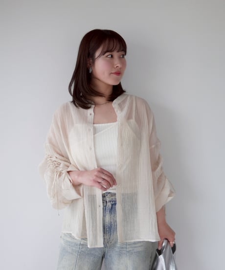 sheer ribbon blouse｜アイボリー