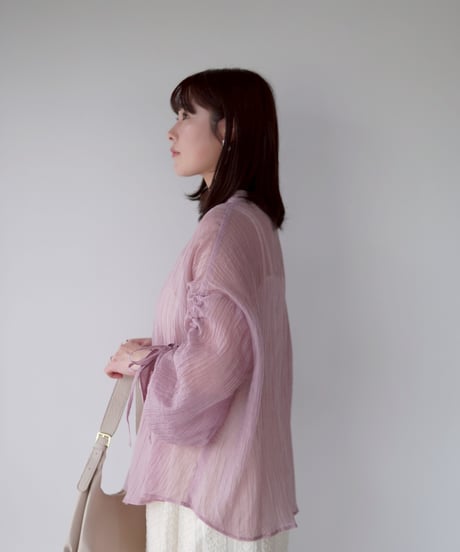 sheer ribbon blouse｜ピンク