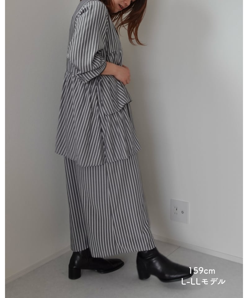 asymmetry shirt one-piece｜ブラック | MI AND MOU