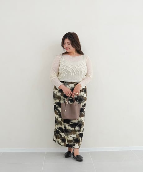 paint tight skirt｜カーキ