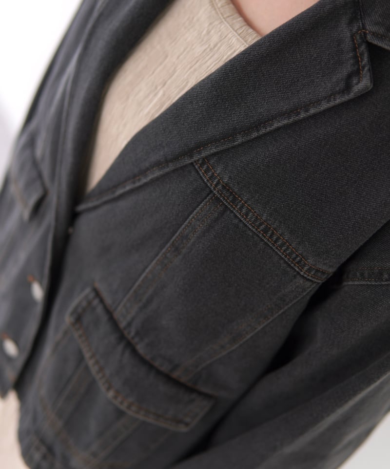 tailored denim jacket｜ブラック | MI AND MOU