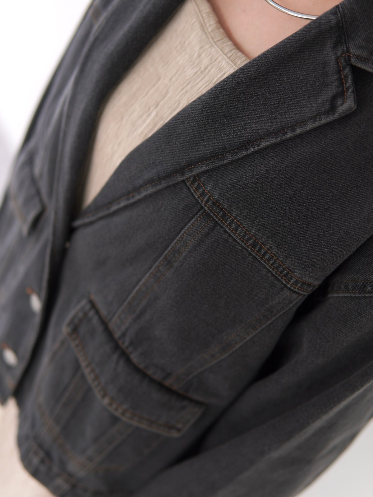 tailored denim jacket｜ブラック | MI AND MOU