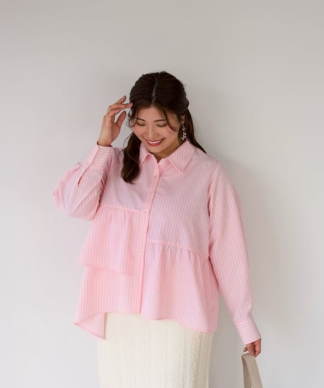 Asymmetric shirt | ピンク