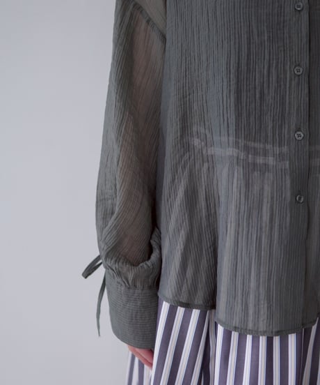 sheer ribbon blouse｜スモーク
