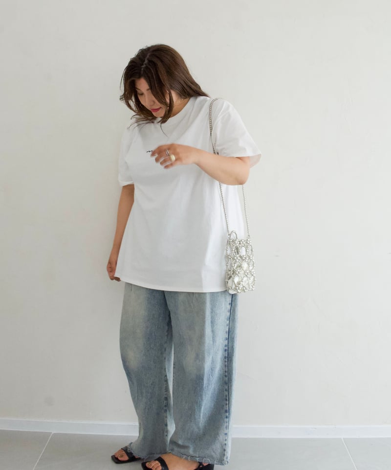 ロゴ刺繍Tシャツ｜size2 | MI AND MOU