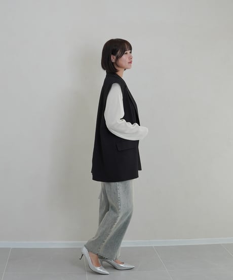 vest jacket | ブラック